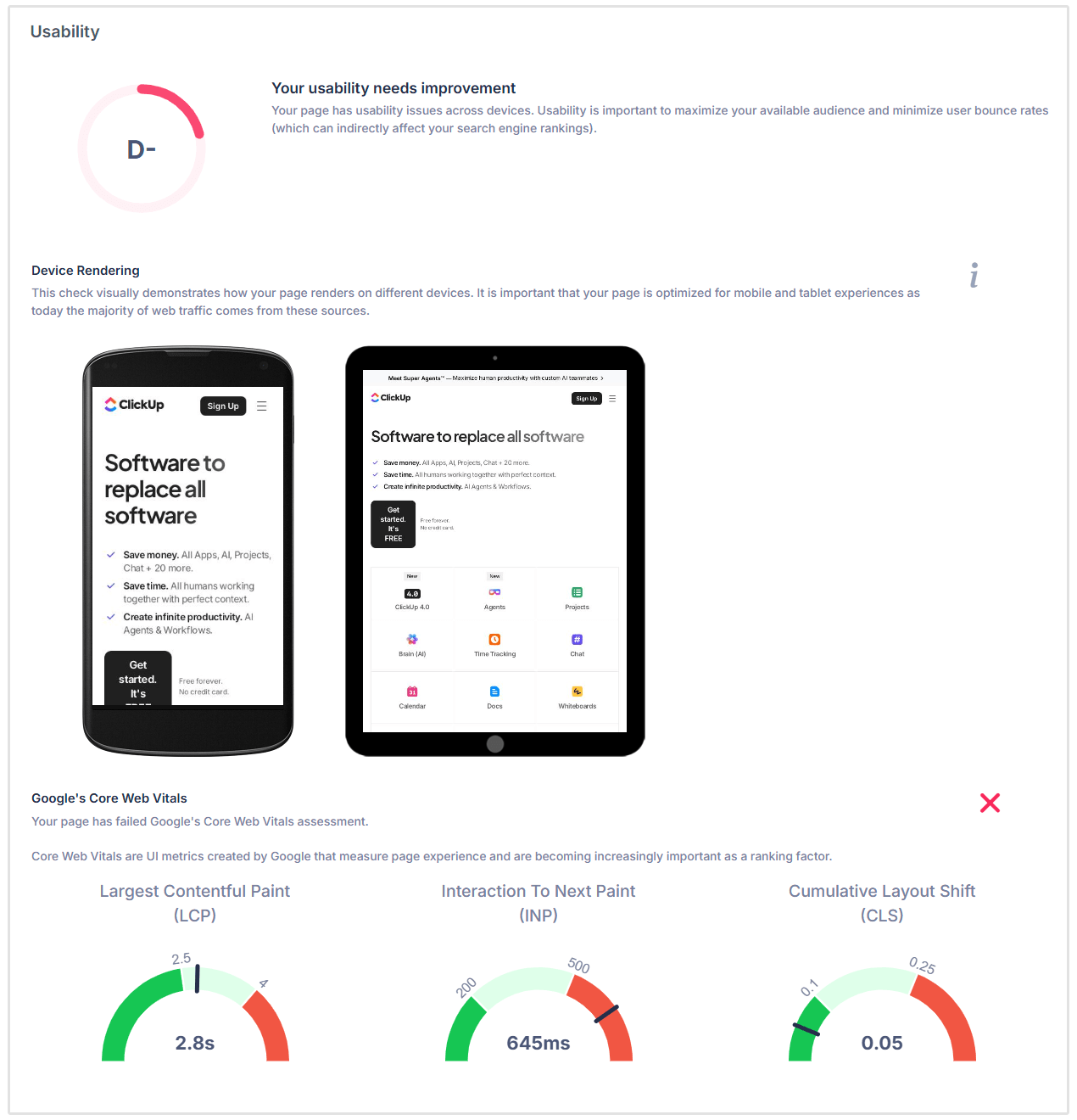 ウェブサイトのユーザビリティレポート
